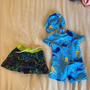 Blue and Green Kids Swim Set